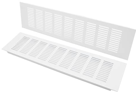 2PCS Air Vent Cover,TTZEZE White Aluminium Alloy Ventilation Grille Rectangle Metal Louvered Grill Cover for Wardrobe Stove Shoes Cabinet Sink Kitchen Bathroom Side Wall Ceiling and Floor Exhaust Vent