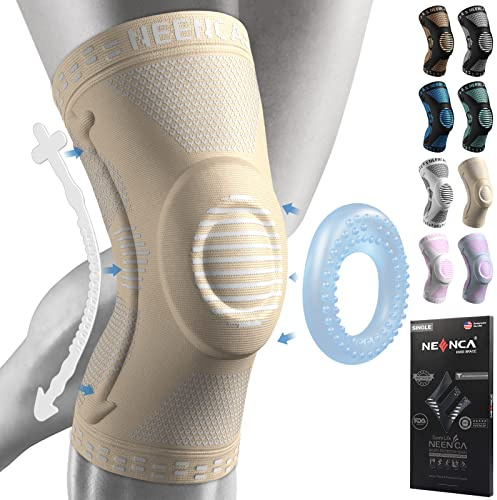 NEENCA Tutore Ginocchio,Tutore Fascia per Compressione Ginocchio Cuscinetti per Rotula e Supporto Laterale,Supporto per Ginocchia ad uso Medico per Corsa,Lesioni al Menisco,Artrite,Infortunio Sportivo