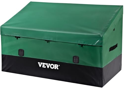 VEVOR Caja de Almacenamiento para Exteriores 230 Galones Arcón de Almacenaje para Jardín Tela Lona de PE Baúl de Almacenamiento Portátil 147 x 86 x 108 x 77 cm para Piscina Patio Jardín Garaje Verde