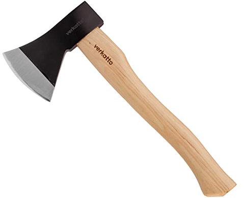 Mivos Accetta da Taglio 800 g Con Testa in Acciaio e Manico in Legno di Hickory - Ascia Spaccalegna Universale per Giardino e Campeggio - Piccola Manuale da Spacco