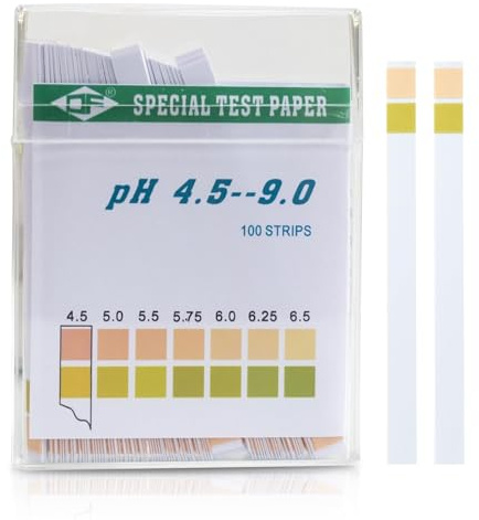 PH4,5-9,0 Testpapier, 100 Stück Universelle Lackmus Testpapier Streifen PH-Test Urin Teststreifen Lackmuspapier Für Verschiedene Flüssigkeiten Bodentest Tiernahrung Diät Wasser Pool PH-Überwachung