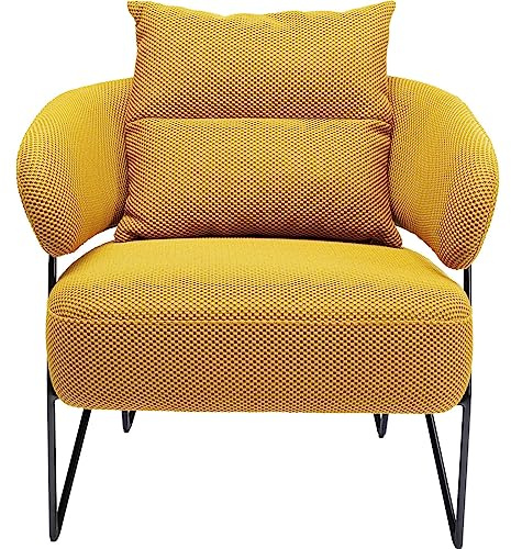 Kare Design Sessel Peppo, Gelb, Stabiler Sessel mit Armlehne für Wohnzimmer, 200kg max. Belastbarkeit, Gepolstert, Stahl Beine, Lounge Sessel für Office, 71x78x76 cm (H/B/T)