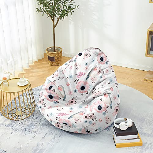 Mateju Sitzsack, Gemütlich Sitzsack Kinder, sitzsack Erwachsene oder als Gaming Bean Bag, 3D Grün Garten Relaxo Sitzsack Geeignet für Lnnen Oder Außen zum Liegen Oder Sitzen (XL,Rosa Blumen)