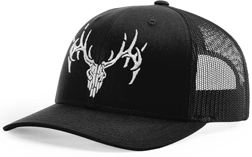HORN GEAR Trucker Hat - Deer Skull Hat (Black/Black)
