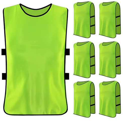 Catime 6 Stück Fußball Leibchen Set, Trainingsleibchen Basketball, Sports Mesh Bibs, Leibchen Mesh Weste, Sport Trikot Leibche für Erwachsene, Trainingsleibchen für Herren Damen