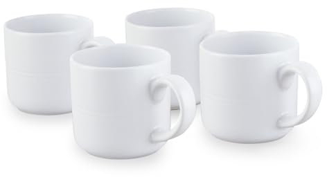 Tower T867024WHT Porcelain Mugs, Set of 4, White
