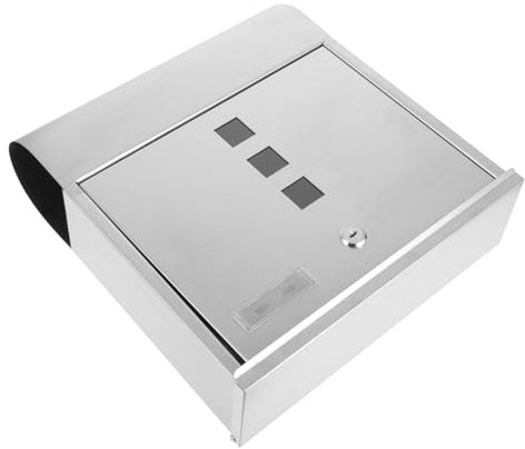 BESTonZON Kasten Zeitungsbox Aus Edelstahl Outdoor- Sicherheits-Drop-Box Externe Postfächer Briefkästen Für Draußen Vintage- Mit Schloss Rostfreier Stahl Büro Vorschlagsbox