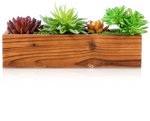 Pflanzkübel Holz Imprägniert Wetterfest Hochbeet Blumenkasten Balkon | Kleiner Blumenkasten aus Holz, Pflanzkästen Holz Klein, Kräuter Holzkiste für Garten Terrasse, Rattan Pflanzkorb Deko