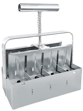 ohfruit Manual Soil Block Maker with 3 Different Pegs and Pre-formed Groove Soil Block Maker for Seedings Cuttings Greenhouses 8 Cell Handlheld Soil Blocking Tool Silver