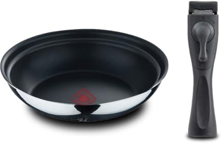 BERGNER- Set 3 Poêles à frire (24+26 cm) avec poignée amovible - Acier inoxydable - Revêtement anti-adhésif ILAG Essential - Technologie Heatdot