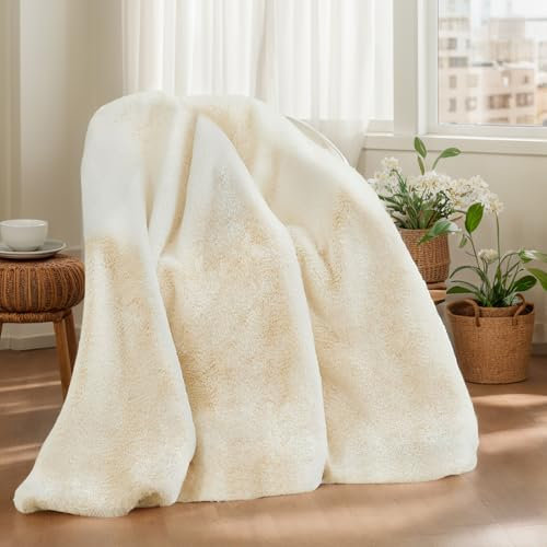 TOPCHANCES Kuscheldecke Nerzhaar Luxus Decke Wohndecke Dick 1100 G/M² Flanell Decke Couchdecke Vielseitig Blanket Für Bett Sofa Schlafzimmer Büro(130 x 160CM, Weißl)