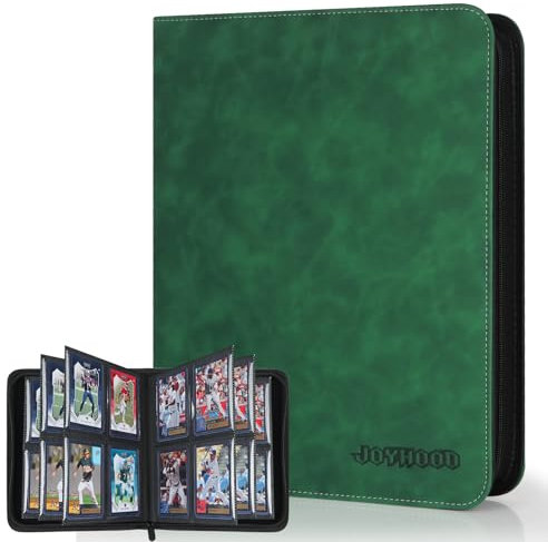 JoyHood Album per Top Loader, Raccoglitore Top Loader per 112 Top Loaders, Album Carte da Collezionabili con 4 Tasche, Verde Scuro (Solo per Top Loader)