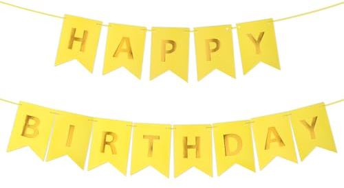 Happy Birthday Girlande, Geburtstag Wimpelkette Gelb Happy Birthday Banner Hängende Dekoration Happy Birthday Deko Geeignet für Geburtstag Party Dekoration