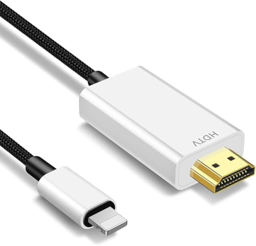 NCGGY Cavo HDMI per iiPhone, cavo convertitore HDMI per trasferimento i-Phone,i-Pad o i-Pod su TV,cavo HDMI iOS 11, 12, 13, 14, uscita TV YouTube HD 1080P, 2m（nero）