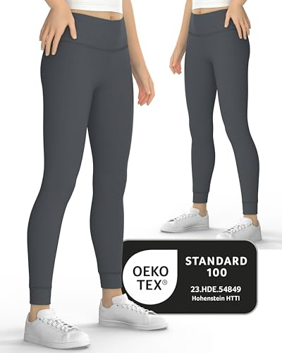MEDOLY Termoleggings för barn (2-pack) för flickor och pojkar, fodrade, höst vinter, 2 x grå, 152-164