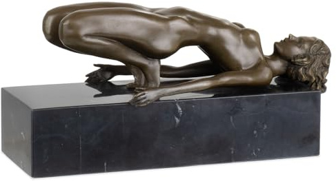 Moritz Elegante Bronze-Skulptur weiblicher Akt auf Marmorsockel - Kunstvolle Darstellung Einer liegenden Frau, Ausdruck von Schönheit und Harmonie, 24,5 cm