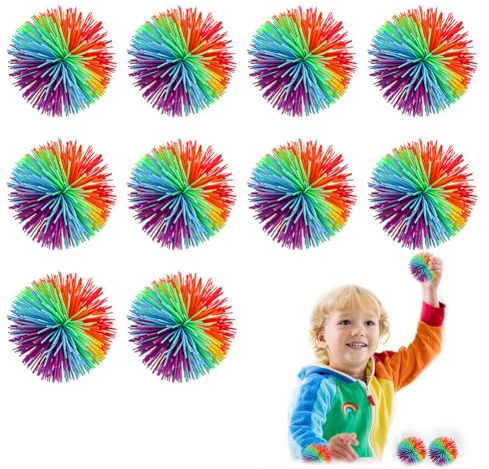 Lot de 10 balles sensorielles souples en silicone - Multicolore - 6 cm - Balles anti-stress pour la relaxation