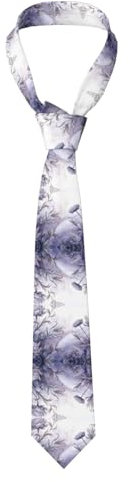 YYHWHJDE Chrysanthemum Blooms Prints Men's Necktie - Soft and Comfortable Polyester Fiber Tie for Business, Work, and Special Occasions, Black, One Size, Black, One size