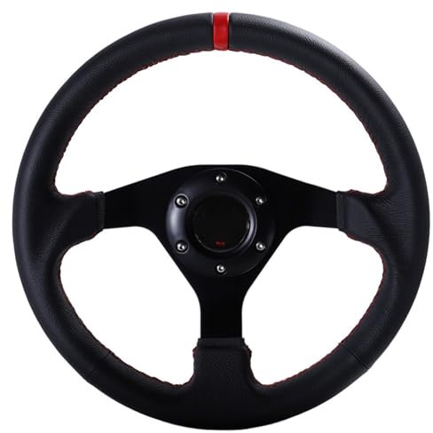 XUCZHAI Lenkrad 320 mm Sport-Lenkrad, flach, Leder, Racing, Drift, PC, SIM-Spiel, Lenkrad-Steuerrahmen, Aluminium FüR Rennen Motorsport Auto