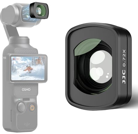 JJC Objectif grand angle 0,72x pour DJI Osmo Pocket 3, verre optique avec revêtement antireflet, fixation magnétique, cadre en alliage d'aluminium léger, avec étui de rangement