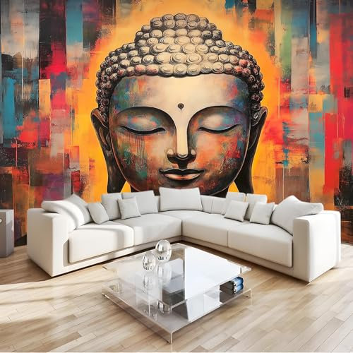 Papel Pintado Retrato de Buda Fotomurales tejido no tejido Decoración de Pared decorativos Murales moderna de Diseno 400 x 280 cm De Pared Sala Papel tapizColor