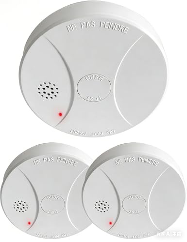 3 Pack Smoke Alarms for Home with 9V Replaceable Battery 10-Year Life