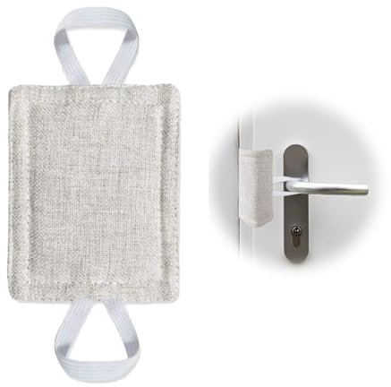Door Slamming Silencer,Door Slam Stoppers,Prevent from Locking,Polyester Material,4 Inches X 3 Inches,Adjustable Elasticated Straps On Both Sides,Suitable for Bedroom,Nursery,Elderly Community(Grey)