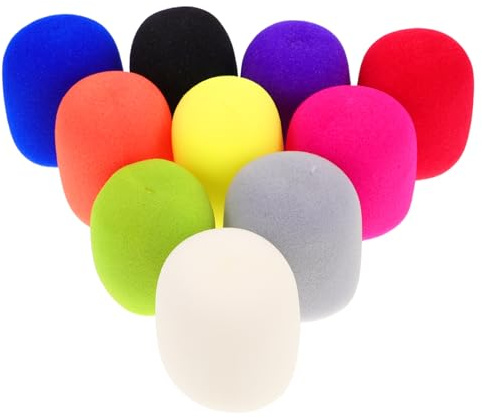 HANABASS 10pcs Colorful Microphone Foam Covers Reusable Mic Windscreen Protector Mic Sleeve for Karaoke and Singing