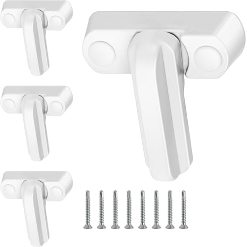 4 Stück Fensterschloss Fenstersicherung Kindersicherung Schwenkriegel | Fenster Begrenzungs Sicherheitsschlösser Sicherheit Fensterfeststeller mit Befestigungsschrauben für PVC Türen Fenster