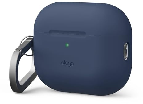elago Premium Silikonskal Kompatibelt Med AirPods Pro 3 Fodral – Karbinhake Ingår, Stöder Trådlös Laddning, Stötsäkert, Fullständigt Skydd (Jeansindigo)