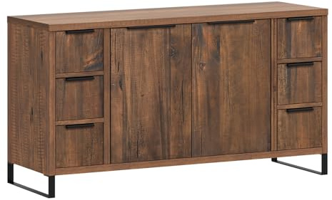 Woodkings Sydney Waschtisch I BxHxT: 138x60x45 I massiv Holz PinieI Doppelwaschtisch Badezimmer I Bad Unterschrank mit Schubkästen und Türen