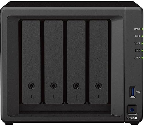 Synology DiskStation DS923+ NAS Server with Ryzen 2.6GHz CPU, 32GB Memory, 4TB SSD Storage, 1TB M.2 NVMe SSD, 2 x 1GbE LAN Ports, DSM Operating System