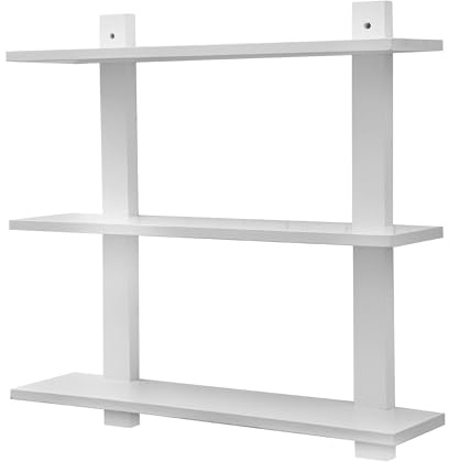 FURAOMEILI 3-stufige schwimmende Regale,langes Wandregal,Regal über der Toilette,hängende Badregale zur Aufbewahrung und Dekoration im rustikalen Stil für Wohnzimmer,Küche,Büro,Coffeeshop,60cm,Weiß