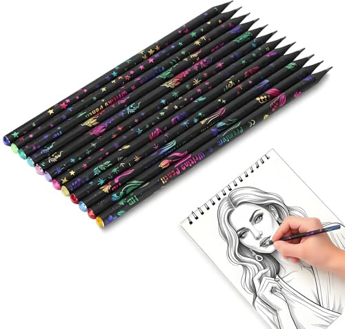 VYNZOR 12 Stück Wood Black HB Bleistifte mit Diamanten Schwarze Bleistifte für Schreiben und Zeichnen Für Kinder und Studenten, Bleistift Set Vielseitige Zeichenstifte Dekorativer Holzbleistift