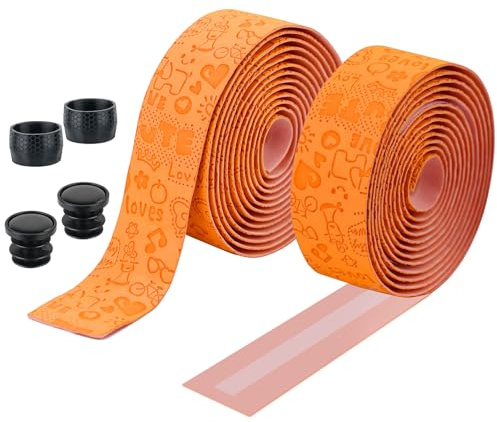 WEEROCK Fahrrad Lenkerband，Bicycle Handlebar Tape, Breathable Handlebar Tape, Bike Handlebar Tape (Orange)