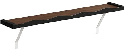 Loch & Skye Loby Radiator Shelf with Foil Insulation Wavy Design - MDF Wooden Floating Shelf No Drilling with Brackets - No-Drill Over Radiator Shelves for Heat Circulation (Black & Walnut, 100cm)
