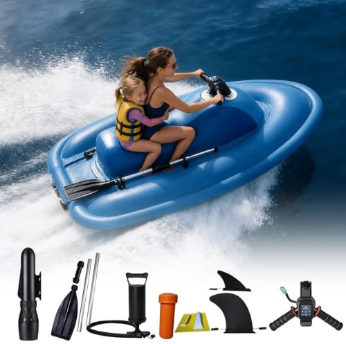 Elektrisches Surfboot Rush Wave Jet Ski aufblasbar Wasserroller 500W/700W Motorboot Reaktionsboot Faltbar mit 330lb Belastung für Schwimmbad, See, Ozean (Motorboat+700wpro 16a Thruster)