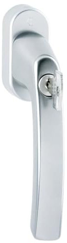 Hoppe Luxembourg - Manilla de ventana giratoria de aluminio con sistema Secu100® y Secustik® y VarioFit®, bloqueable F9016, 7/32-42 mm, color blanco