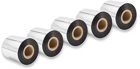 vhbw 5x Thermotransfer-Band kompatibel mit Printronix T5308, T5306 Drucker Etikettendrucker, Wischfest, 70 mm x 300 m, Wachs-Plus Schwarz