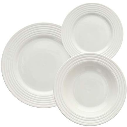 Tognana Rings servizio piatti per 6 persone, 18 pezzi, porcellana, bianco