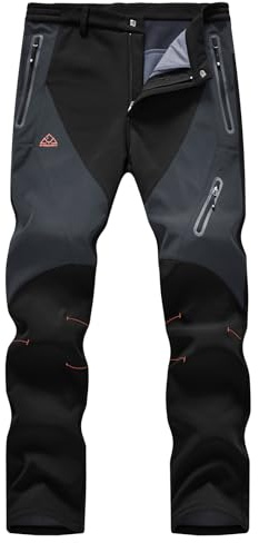 donhobo Herren Outdoorhose Winddicht Wasserdicht Wanderhose Winter Warm Gefüttert Softshellhose Schnelltrockend Camping Funktionshose Trekkinghose (Schwarz, 34)