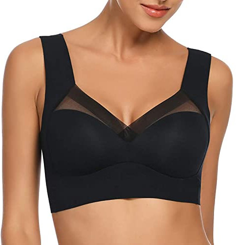WOWENY Damen Nahtlos Spitzen BH ohne Bügel Weicher Damen Push-Up BH Gepolstert - Atmungsaktiver und Leichter, Klassische Bustier Damen BH Modern Feeling