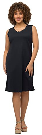 Ulla Popken, Damen, große Größen, Kleid, Wellenkanten, A-Linie, Feinripp, Biobaumwolle
