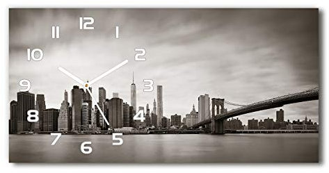 Tulup Wanduhr aus Glas 60x30 cm Glas Uhr Bild Glasuhr Gehärtetes Glas Küchenuhren - weiße Zeiger - Manhattan New York