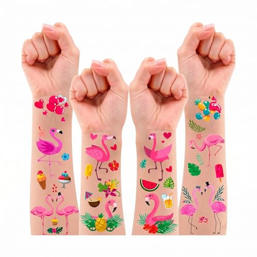 Leesgel Flamingo Tattoos für Kinder, Poolparty Hawaii Deko Sommer, 10 Blatt | Hautfreundlich Wasserfest, Flamingo Deko, Poolparty Kindergeburtstag, Flamingo Geschenk, Flamingo Kostüm, Mitgebsel Poolparty