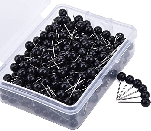 Egurs 300 Stück Karte Nagel Pinnadeln Map Push Pins mit Kopf für Markieren Reise Routen Adressen(5mm) Schwarz Schwarz