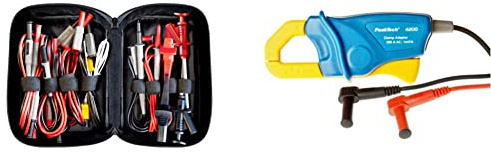 Peak Tech P 8200 – Messzubehör Set für Digital Multimeter, Elektronik Sortiment mit Prüfkabel, Laborleitungen, Messleitungen, Krokodilklemmen - 14-teilig & Stromzangenadapter 200 A AC, 1 Stück