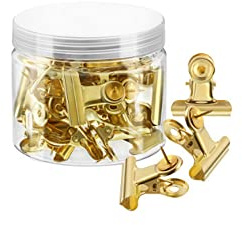 Pinn-Clips, 30 Stück Metall-Bulldoggen-Clips mit Reißzwecken, für die Verwendung auf Korkplatten, Pinnwänden und Fotowänden, Heimschule und Büro (Gold)