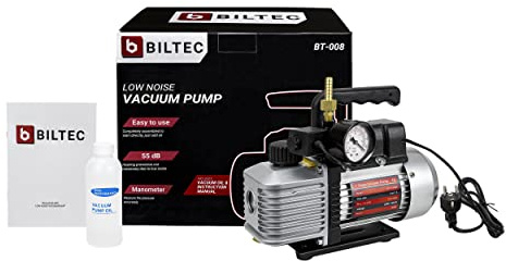 BILTEC - Vakuumpumpe mit Manometer - geeignet für Gießharze, Vakuumeinspritzung, Trocknung - hohe Leistung - geräuscharm