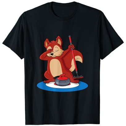 Squirrel playing curling ice sport curler T-Shirt